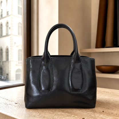 Diletta Compact Leather Satchel Bag - Made In Italy
