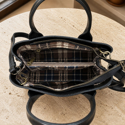 Diletta Compact Leather Satchel Bag - Made In Italy