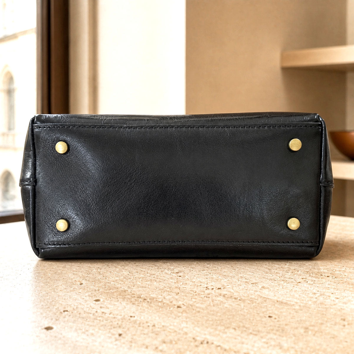 Diletta Compact Leather Satchel Bag - Made In Italy
