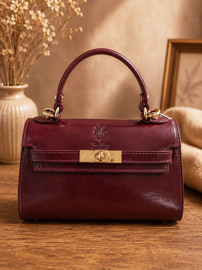 Celestine Leather Top Handle Bag - Made In Italy