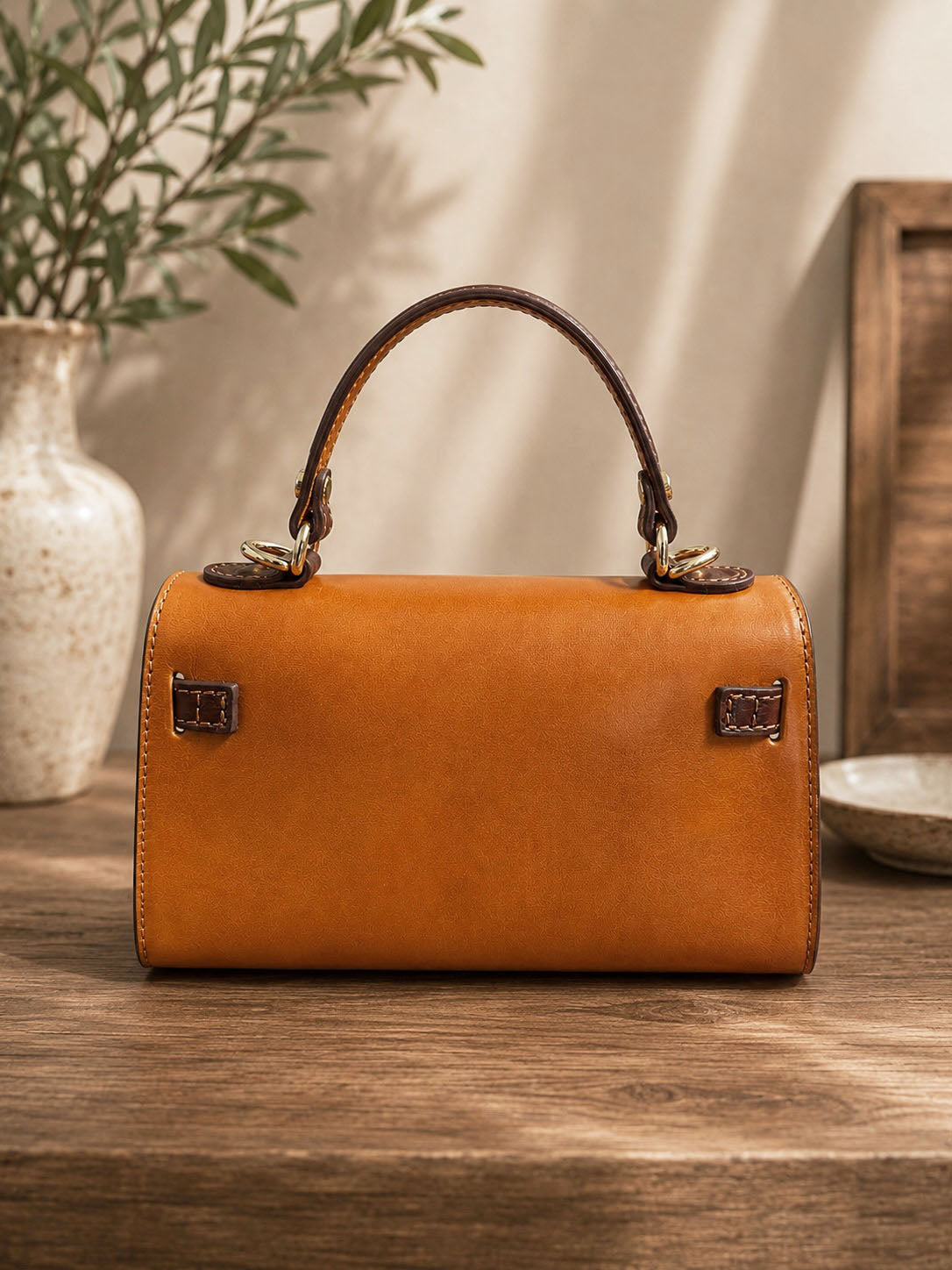 Celestine Leather Top Handle Bag - Made In Italy