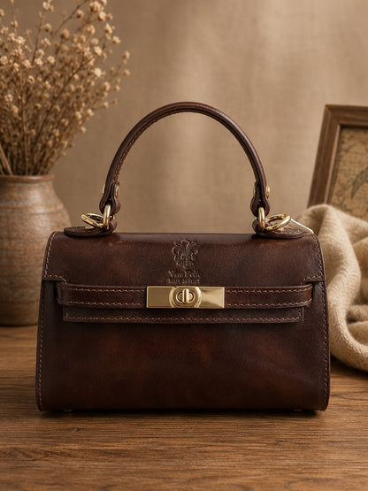 Celestine Leather Top Handle Bag - Made In Italy
