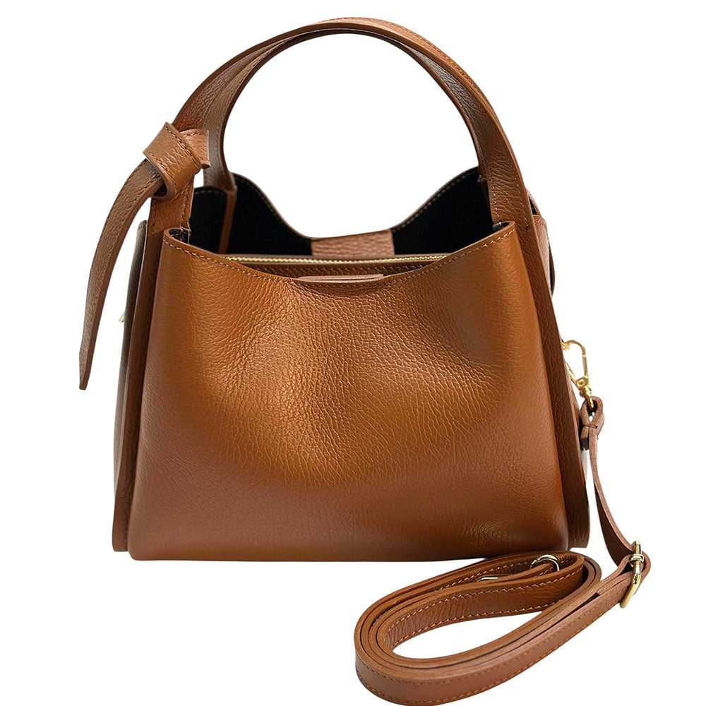Vanessa Italian Cow Leather Structured Handbag - Made In Italy