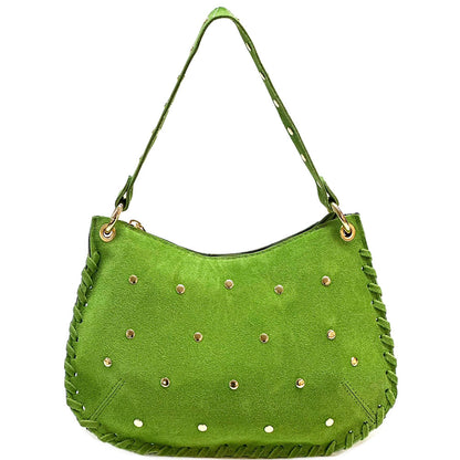 Savannah Suede Leather Shoulder Bag - Made In Italy
