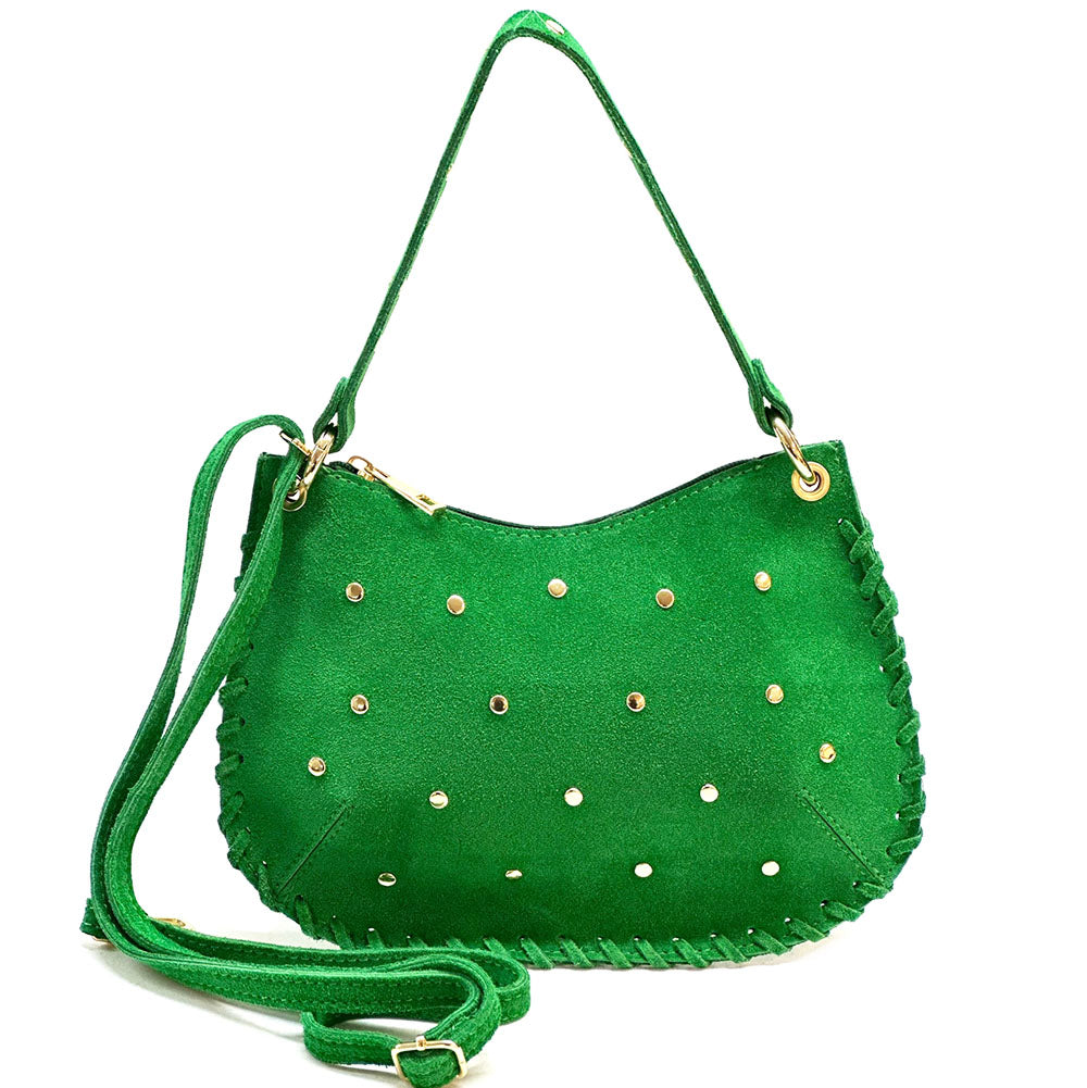 Savannah Suede Leather Shoulder Bag - Made In Italy