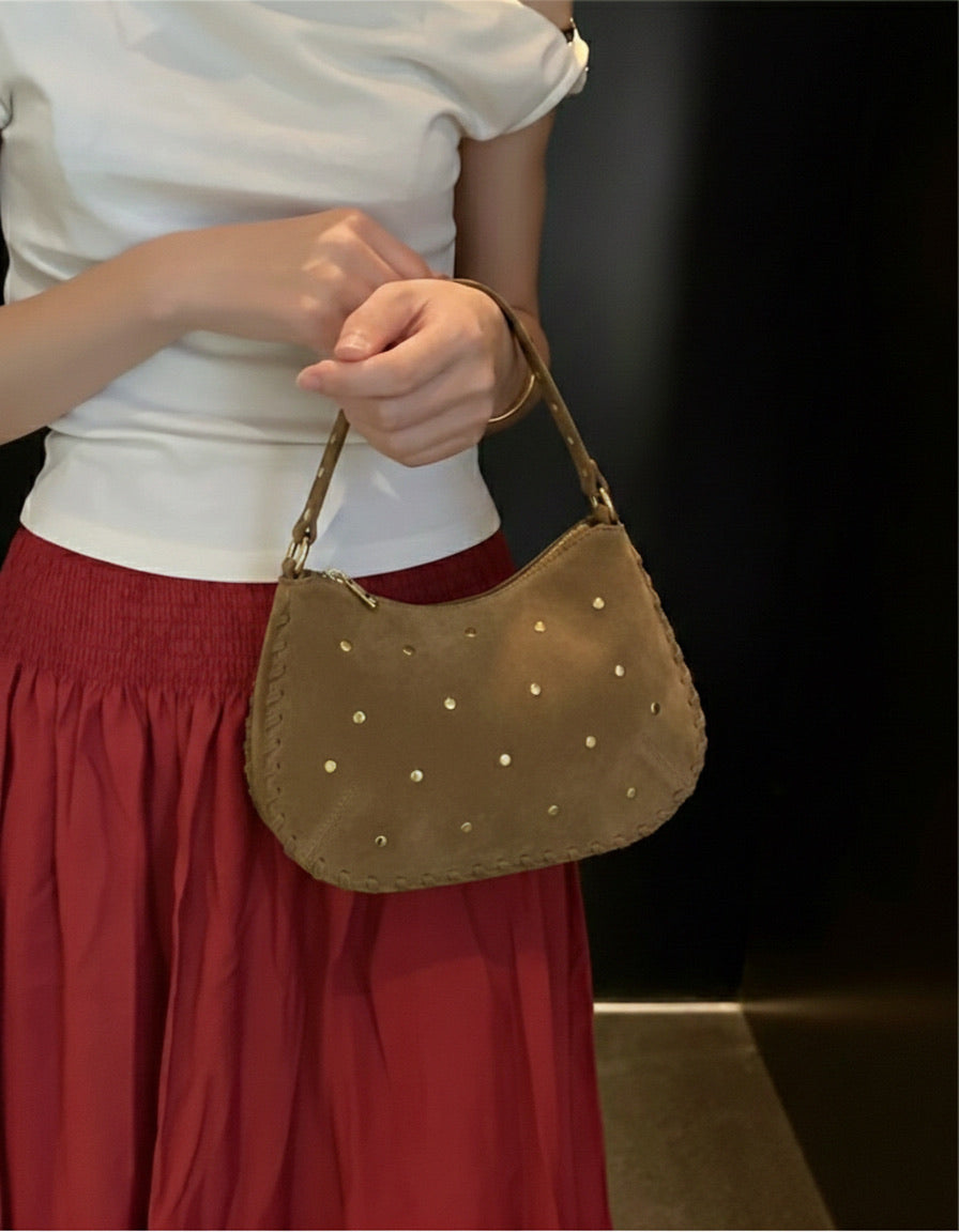 Savannah Suede Leather Shoulder Bag - Made In Italy
