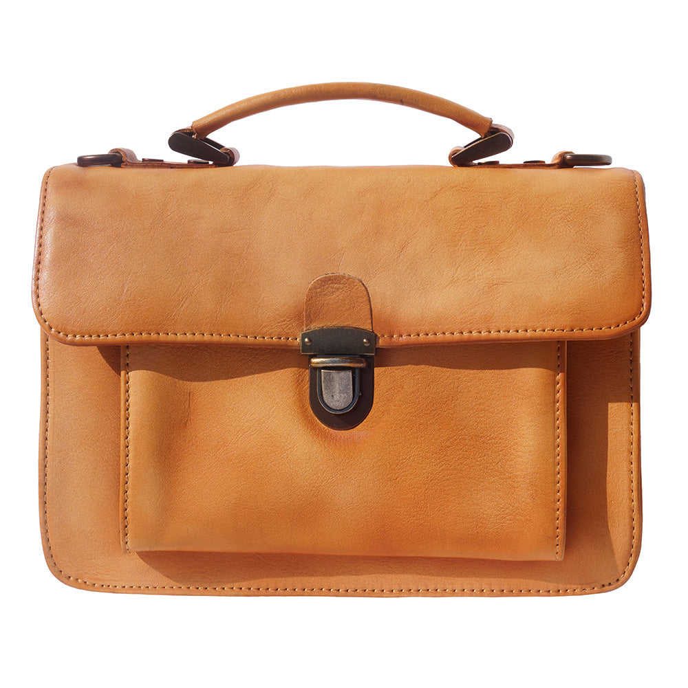 Mini vintage briefcase with two compartments and a front pocket - Made In Italy