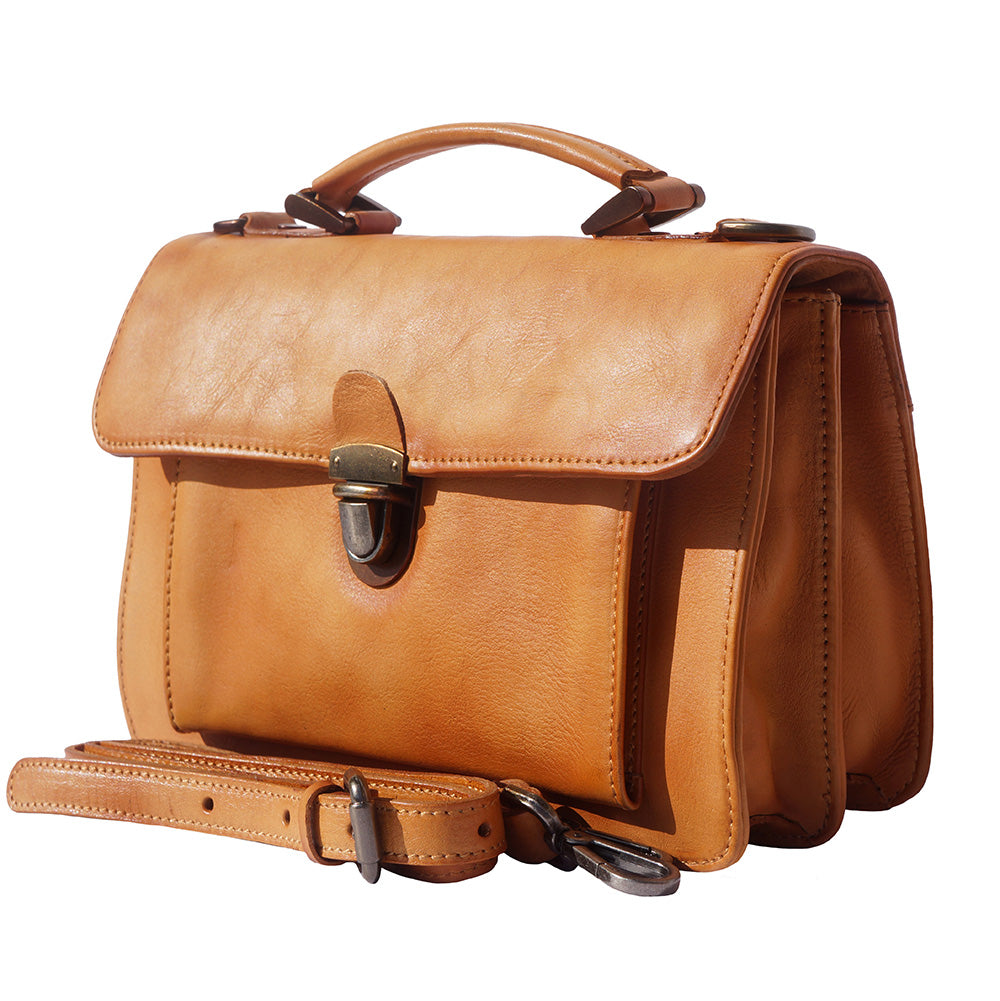 Mini vintage briefcase with two compartments and a front pocket - Made In Italy
