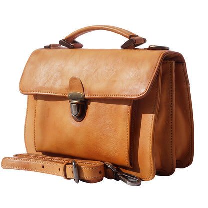 Mini vintage briefcase with two compartments and a front pocket - Made In Italy