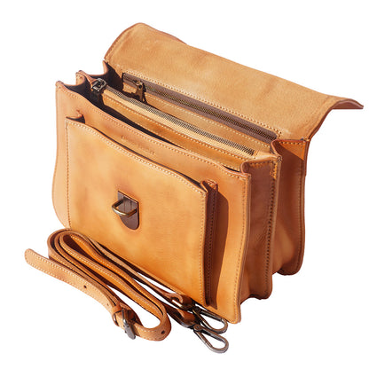 Mini vintage briefcase with two compartments and a front pocket - Made In Italy