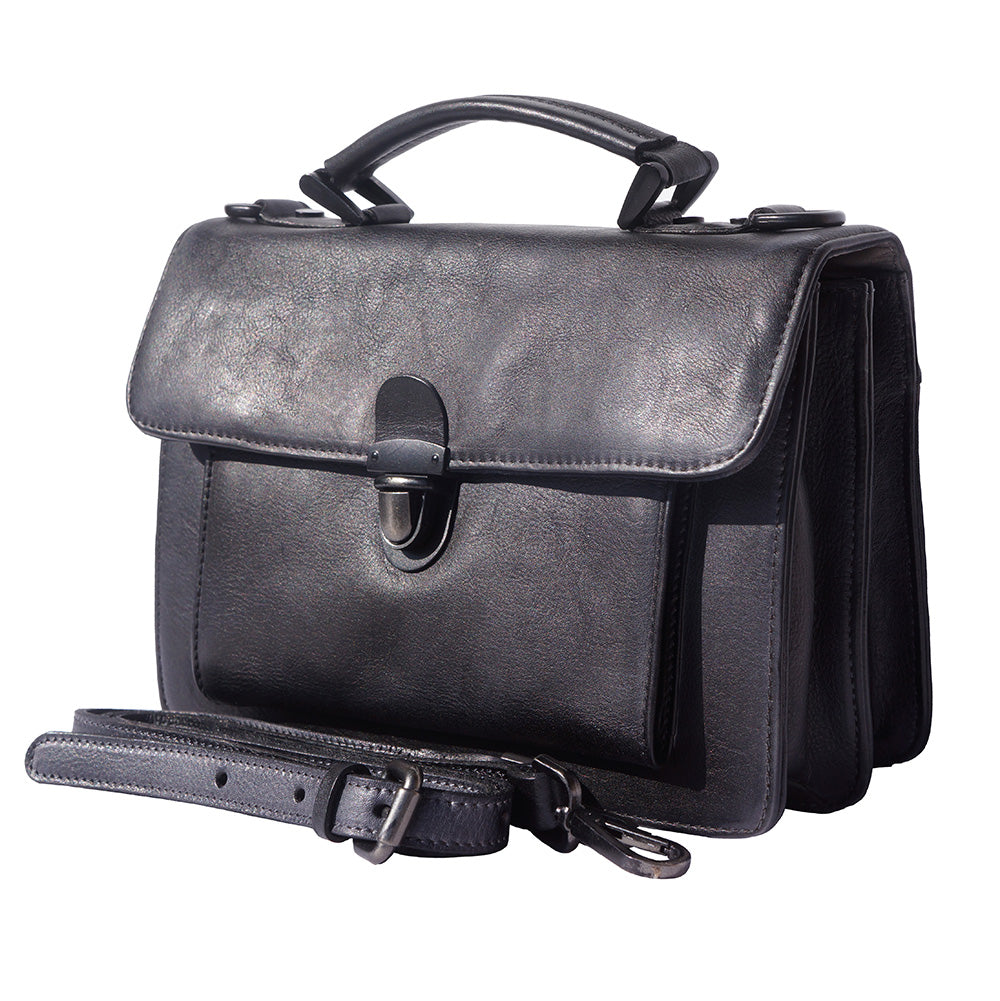 Mini vintage briefcase with two compartments and a front pocket - Made In Italy