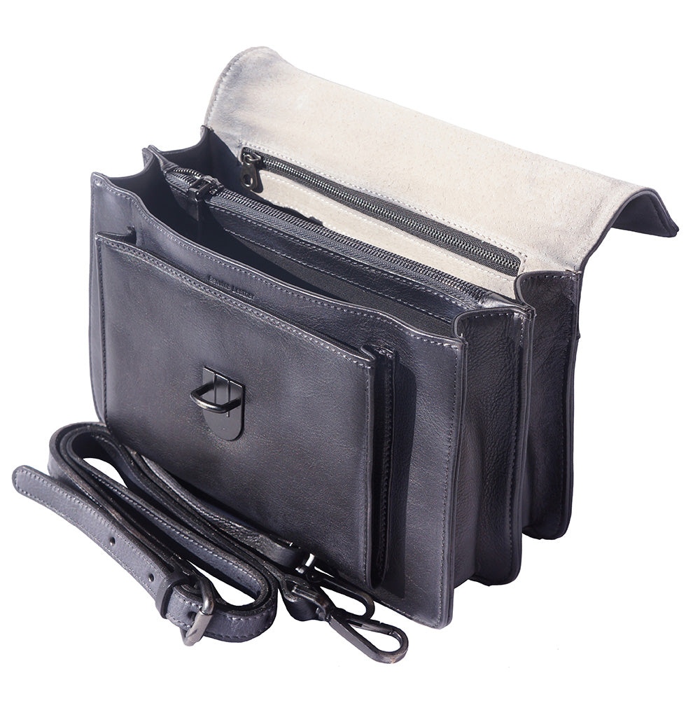 Mini vintage briefcase with two compartments and a front pocket - Made In Italy