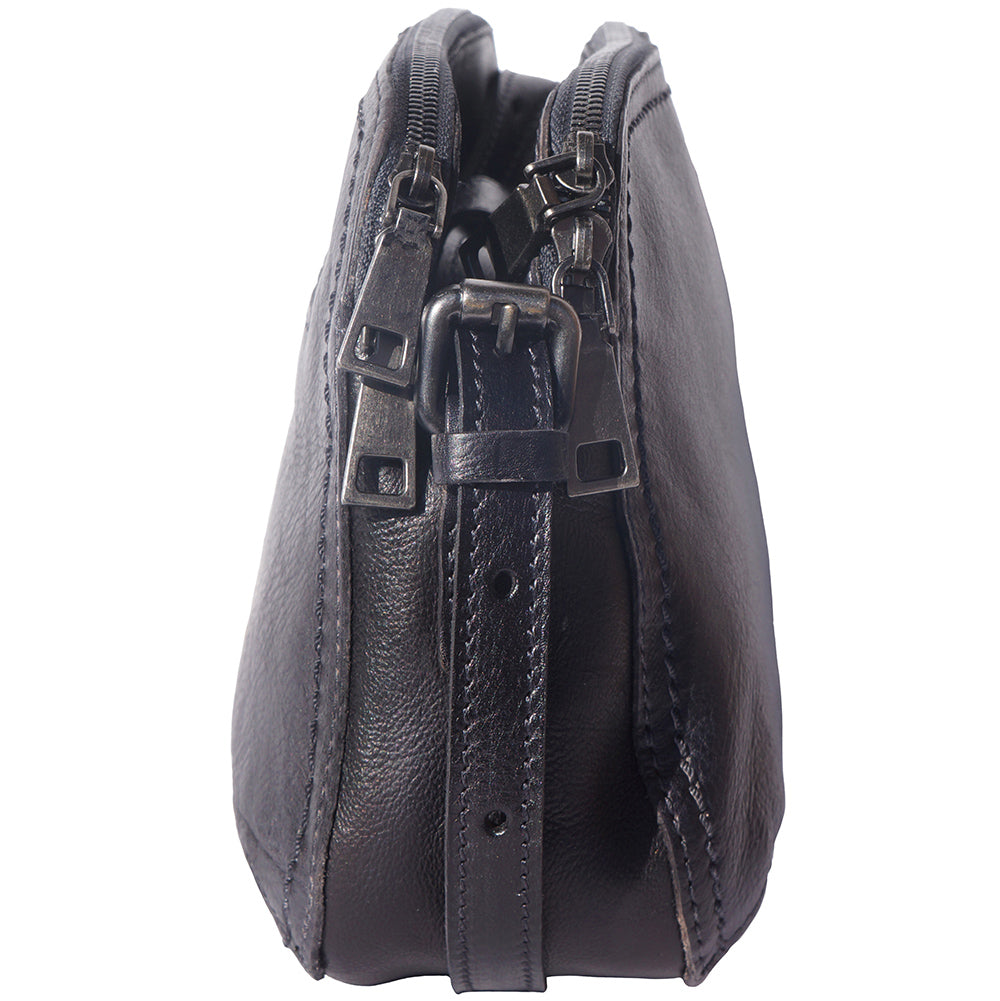 Twice GM leather cross-body bag - Made In Italy
