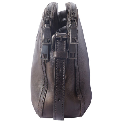 Twice GM leather cross-body bag - Made In Italy