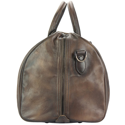 Travel bag Serafino in vintage leather - Made In Italy