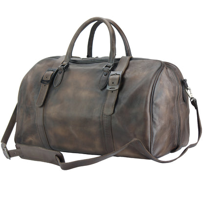 Travel bag Serafino in vintage leather - Made In Italy