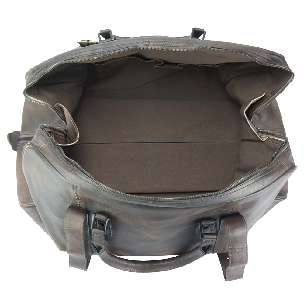 Travel bag Serafino in vintage leather - Made In Italy