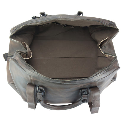 Travel bag Serafino in vintage leather - Made In Italy