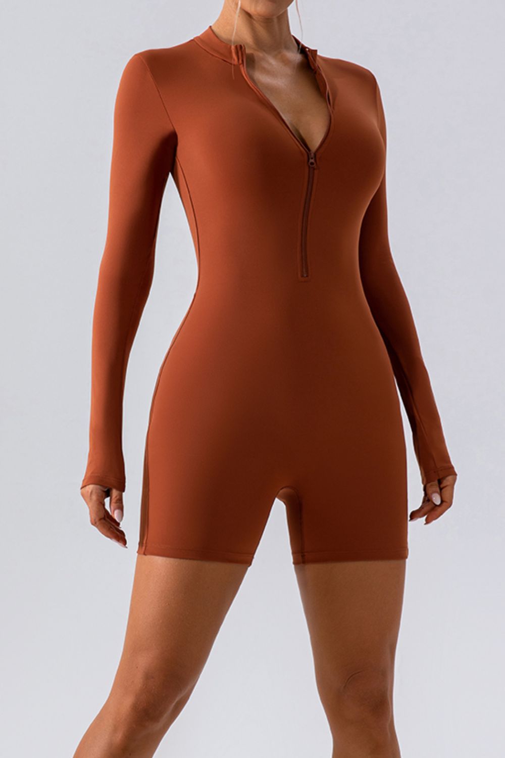 Long Sleeve Active Half Zip Romper