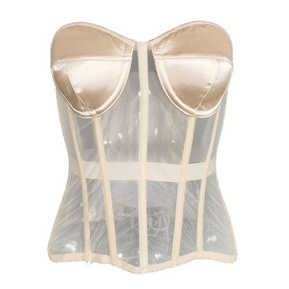 Early spring perspective mesh thin shaping corset, European and American women&