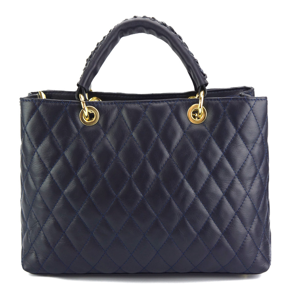 Severa Italian Genuine Leather Quilted Handbag - Made In Italy