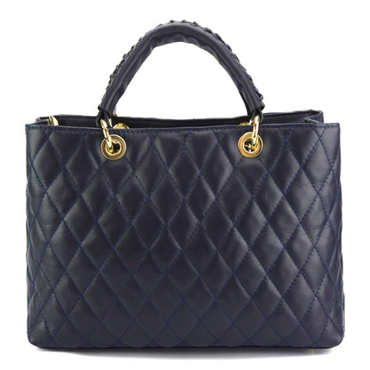 Severa Italian Genuine Leather Quilted Handbag - Made In Italy