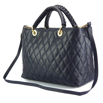 Severa Italian Genuine Leather Quilted Handbag - Made In Italy