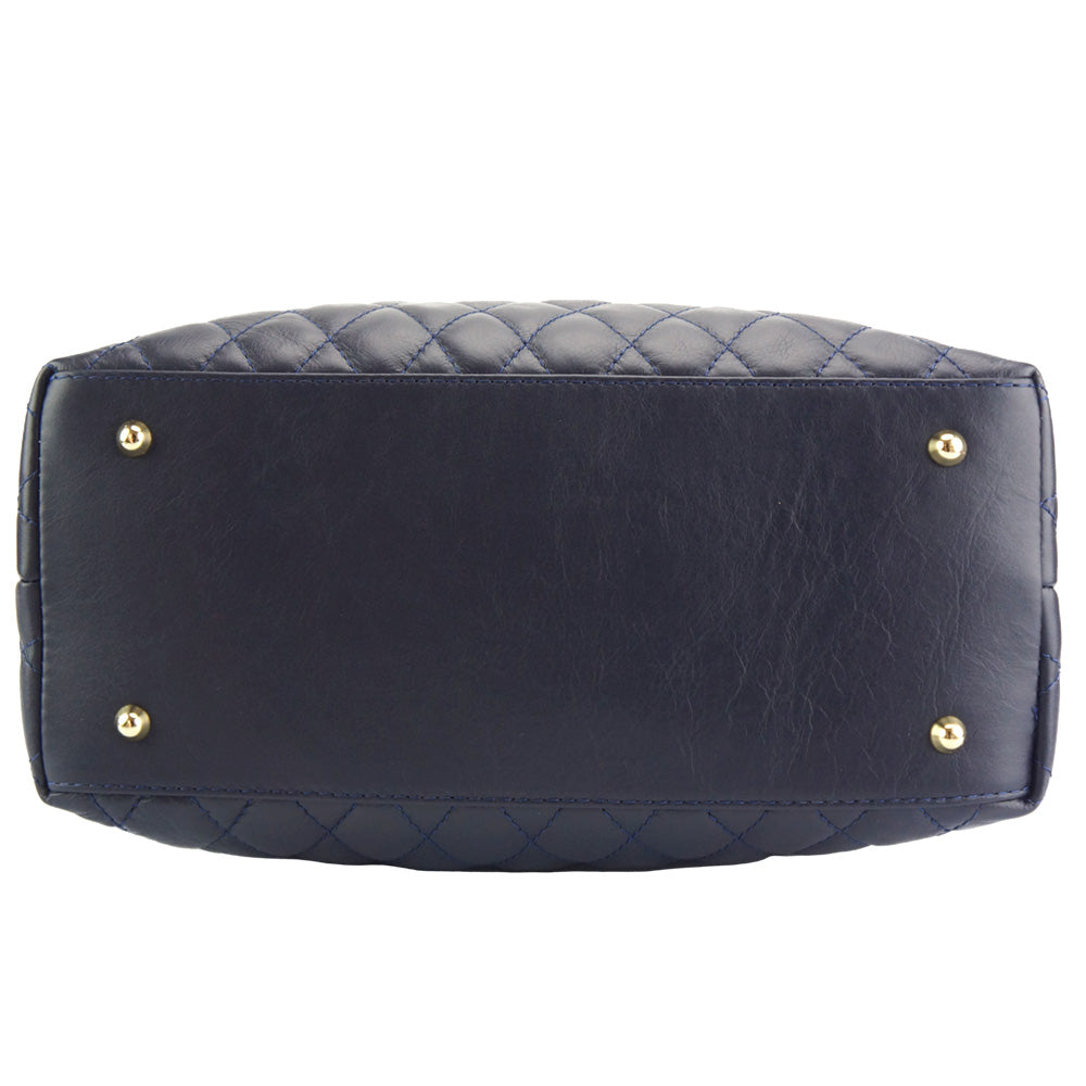 Severa Italian Genuine Leather Quilted Handbag - Made In Italy