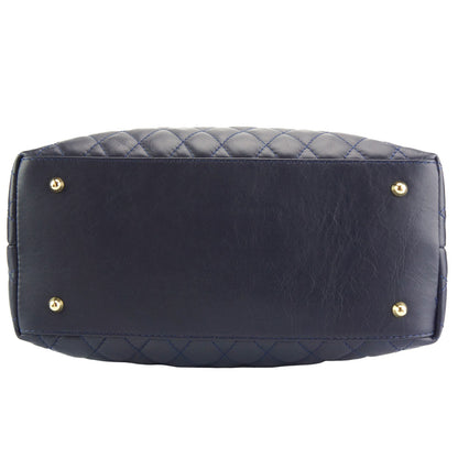 Severa Italian Genuine Leather Quilted Handbag - Made In Italy