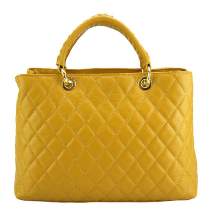Severa Italian Genuine Leather Quilted Handbag - Made In Italy