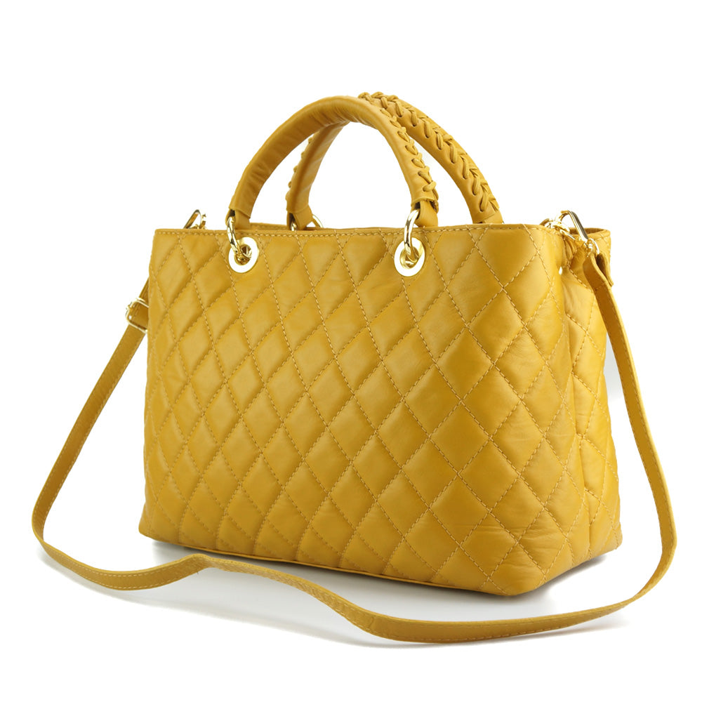 Severa Italian Genuine Leather Quilted Handbag - Made In Italy