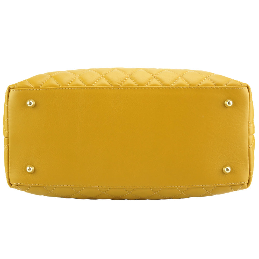 Severa Italian Genuine Leather Quilted Handbag - Made In Italy