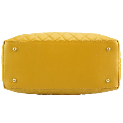 Severa Italian Genuine Leather Quilted Handbag - Made In Italy