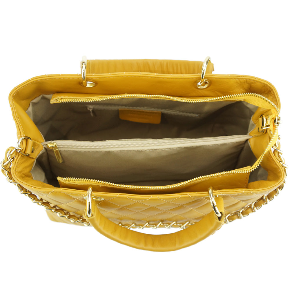 Severa Italian Genuine Leather Quilted Handbag - Made In Italy