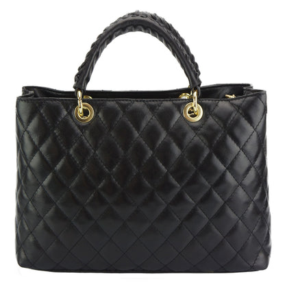 Severa Italian Genuine Leather Quilted Handbag - Made In Italy