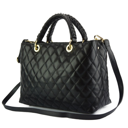 Severa Italian Genuine Leather Quilted Handbag - Made In Italy