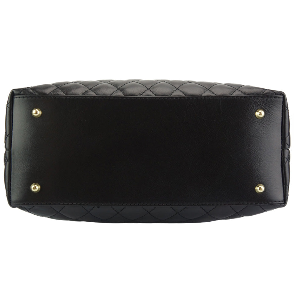 Severa Italian Genuine Leather Quilted Handbag - Made In Italy
