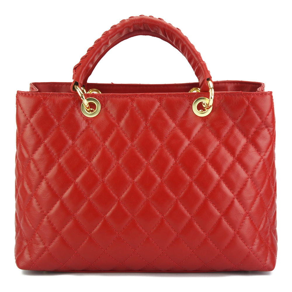 Severa Italian Genuine Leather Quilted Handbag - Made In Italy