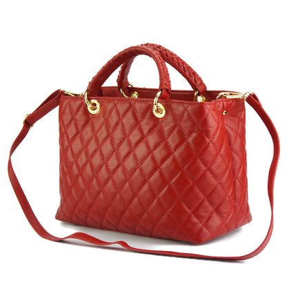 Severa Italian Genuine Leather Quilted Handbag - Made In Italy