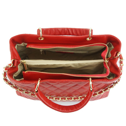 Severa Italian Genuine Leather Quilted Handbag - Made In Italy