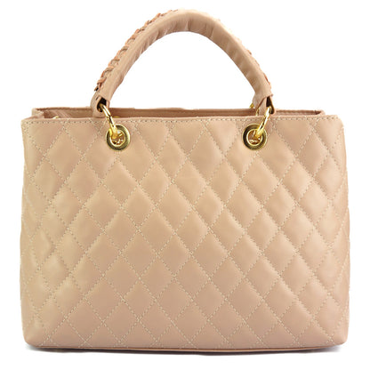 Severa Italian Genuine Leather Quilted Handbag - Made In Italy