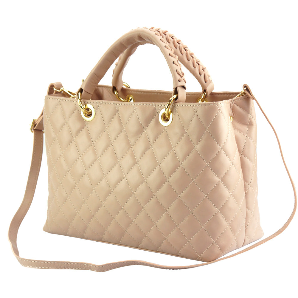 Severa Italian Genuine Leather Quilted Handbag - Made In Italy