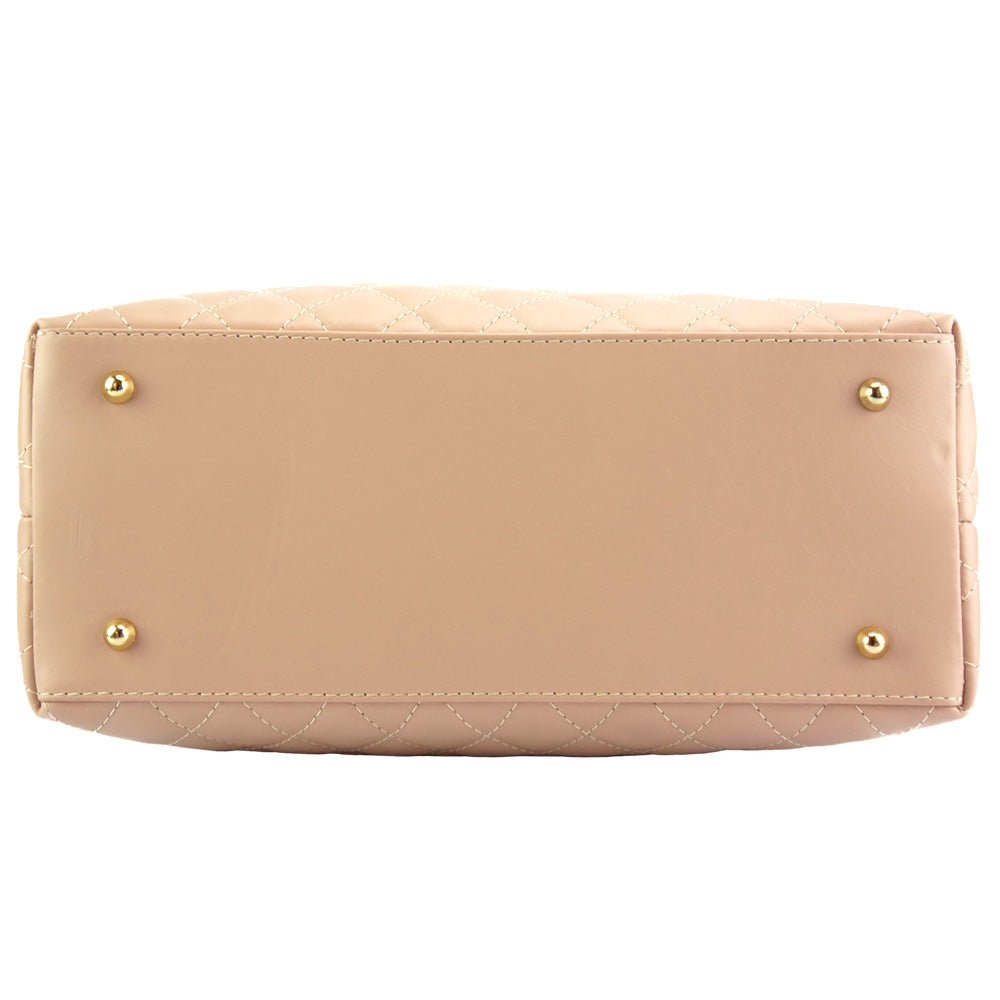 Severa Italian Genuine Leather Quilted Handbag - Made In Italy