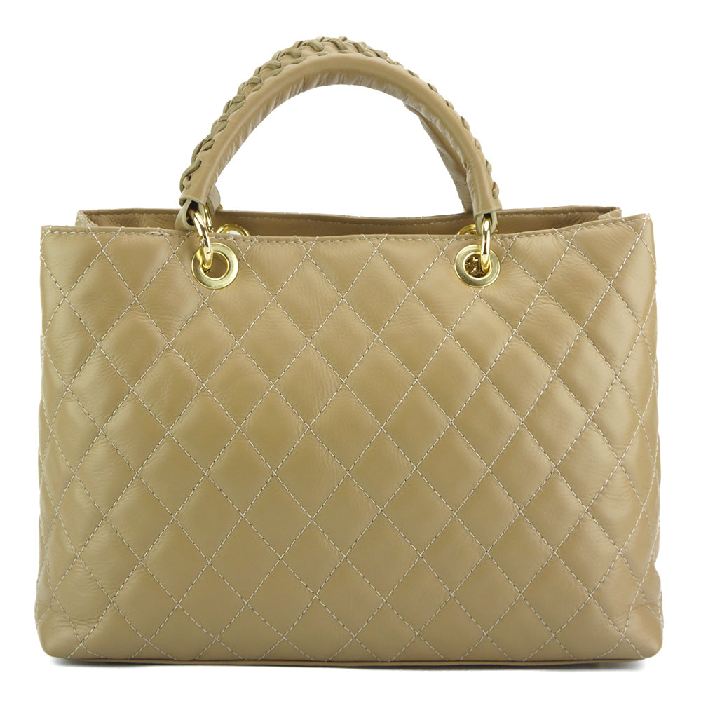 Severa Italian Genuine Leather Quilted Handbag - Made In Italy