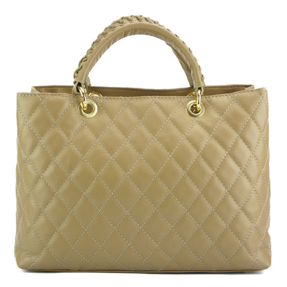 Severa Italian Genuine Leather Quilted Handbag - Made In Italy
