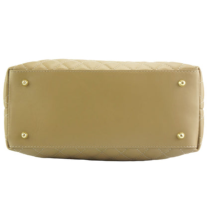 Severa Italian Genuine Leather Quilted Handbag - Made In Italy