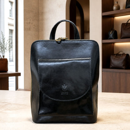 Fiammetta Convertible Hand-Dyed Italian Leather Organizer Backpack - Made In Italy