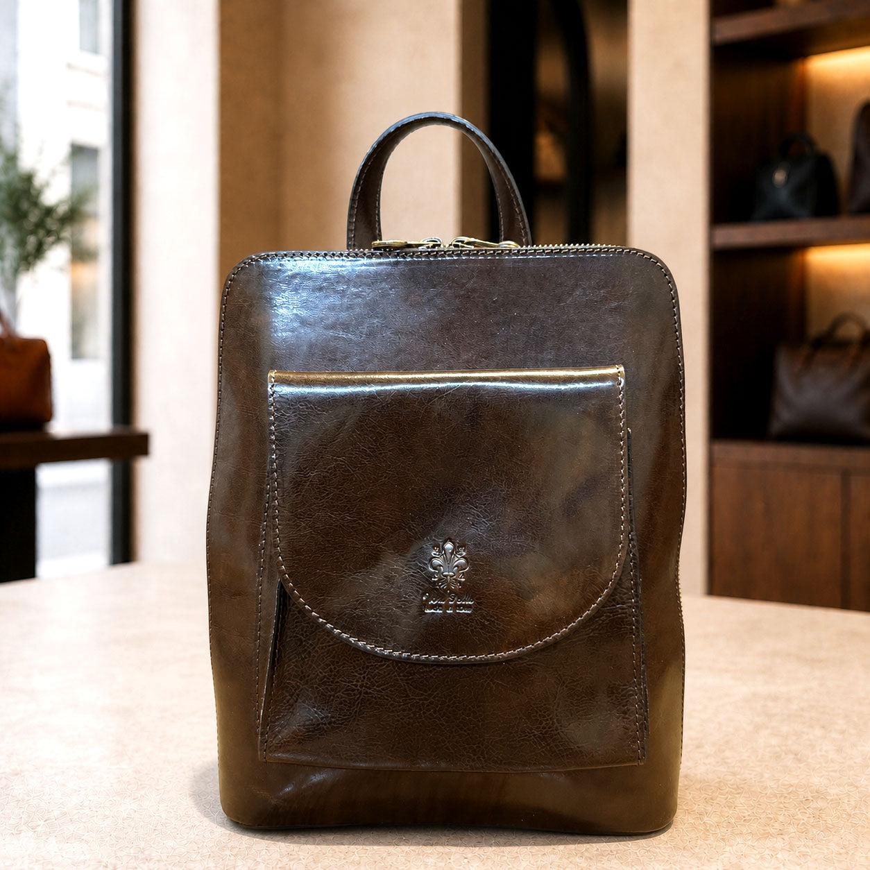 Fiammetta Convertible Hand-Dyed Italian Leather Organizer Backpack - Made In Italy