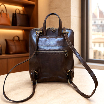Fiammetta Convertible Hand-Dyed Italian Leather Organizer Backpack - Made In Italy
