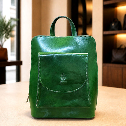 Fiammetta Convertible Hand-Dyed Italian Leather Organizer Backpack - Made In Italy
